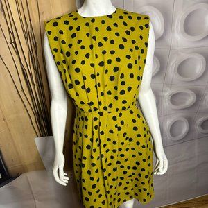 MNG Olive Color Dress with Black Polka Dots Dress US size 6